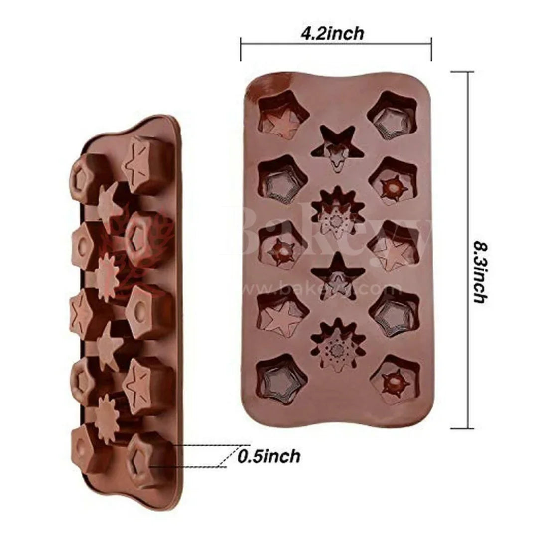 14-Cavity | Star Shapes Silicone Chocolate Mold | Non-Stick Baking & Candy Making Tray | 1 Piece