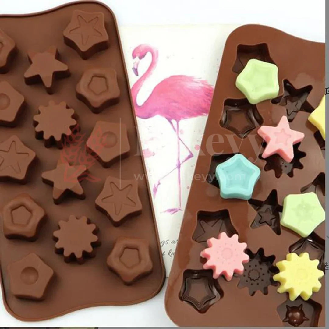 14-Cavity | Star Shapes Silicone Chocolate Mold | Non-Stick Baking & Candy Making Tray | 1 Piece