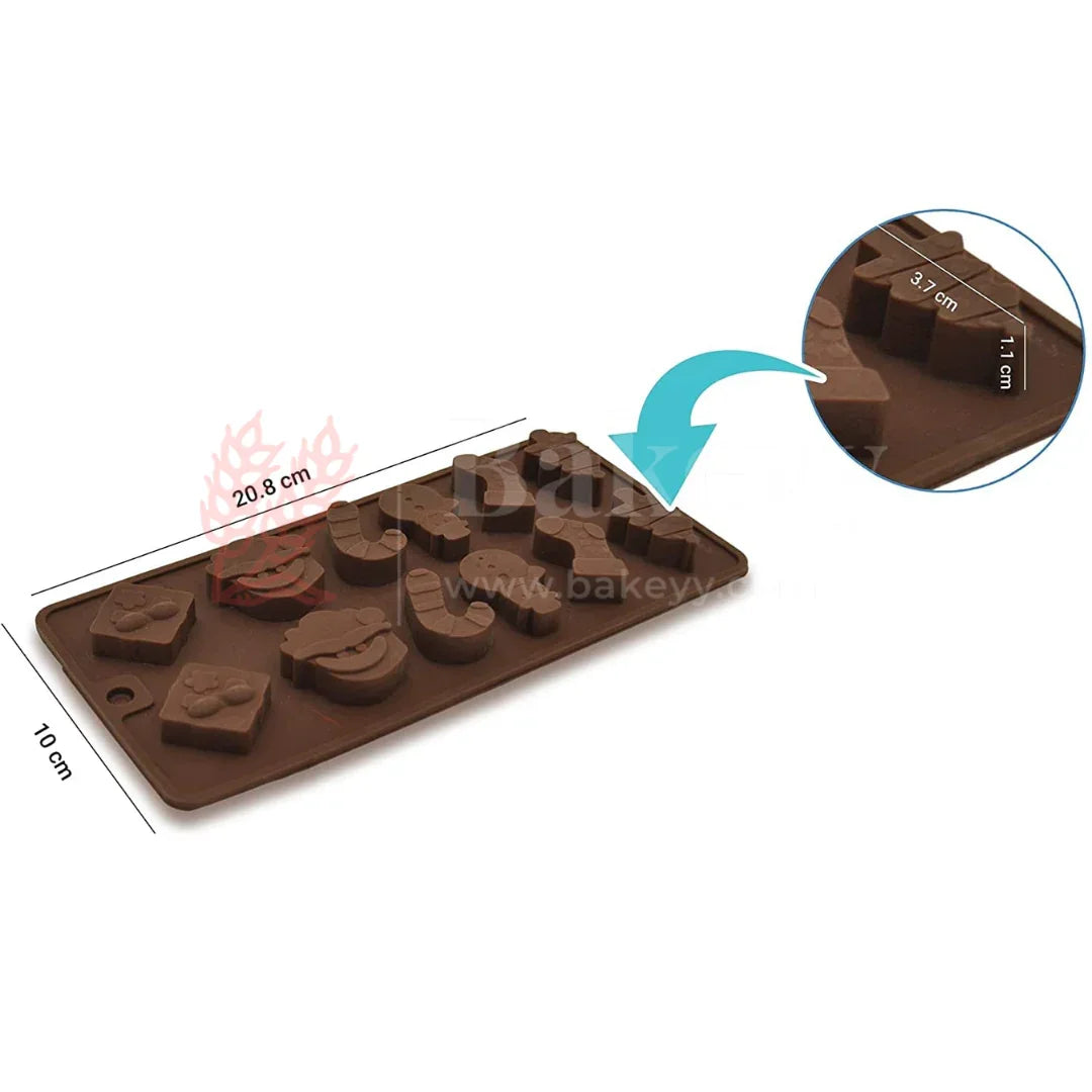 14-Cavity | Christmas Candy Theme Silicone Chocolate Mold | Santa, Snowman, Tree & More | Non-Stick Baking & Candy Making Tray | 1 Piece