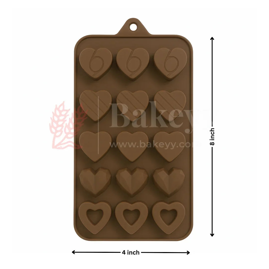 15-Cavity | Heart Shapes Silicone Chocolate Mold | Non-Stick Baking & Candy Making Tray | 1 Piece - Bakeyy.com - India - 15-Cavity | Heart Shapes Silicone Chocolate Mold | Non-Stick Baking & Candy Making Tray | 1 Piece - Default Title