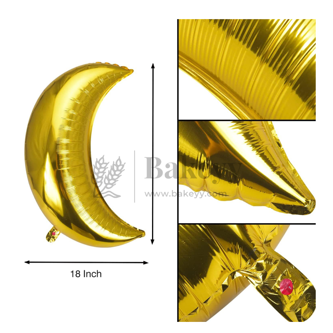 Gold Crescent Moon Foil Balloons | Party Decorative| 2 Piece