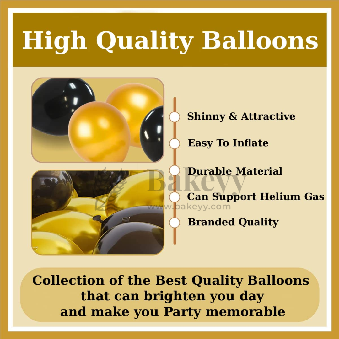 Happy Anniversary Decoration Set – Gold & Black Party Combo with Banner, Balloons, Foil Curtains & Stars | Party Decor | 1 Piece