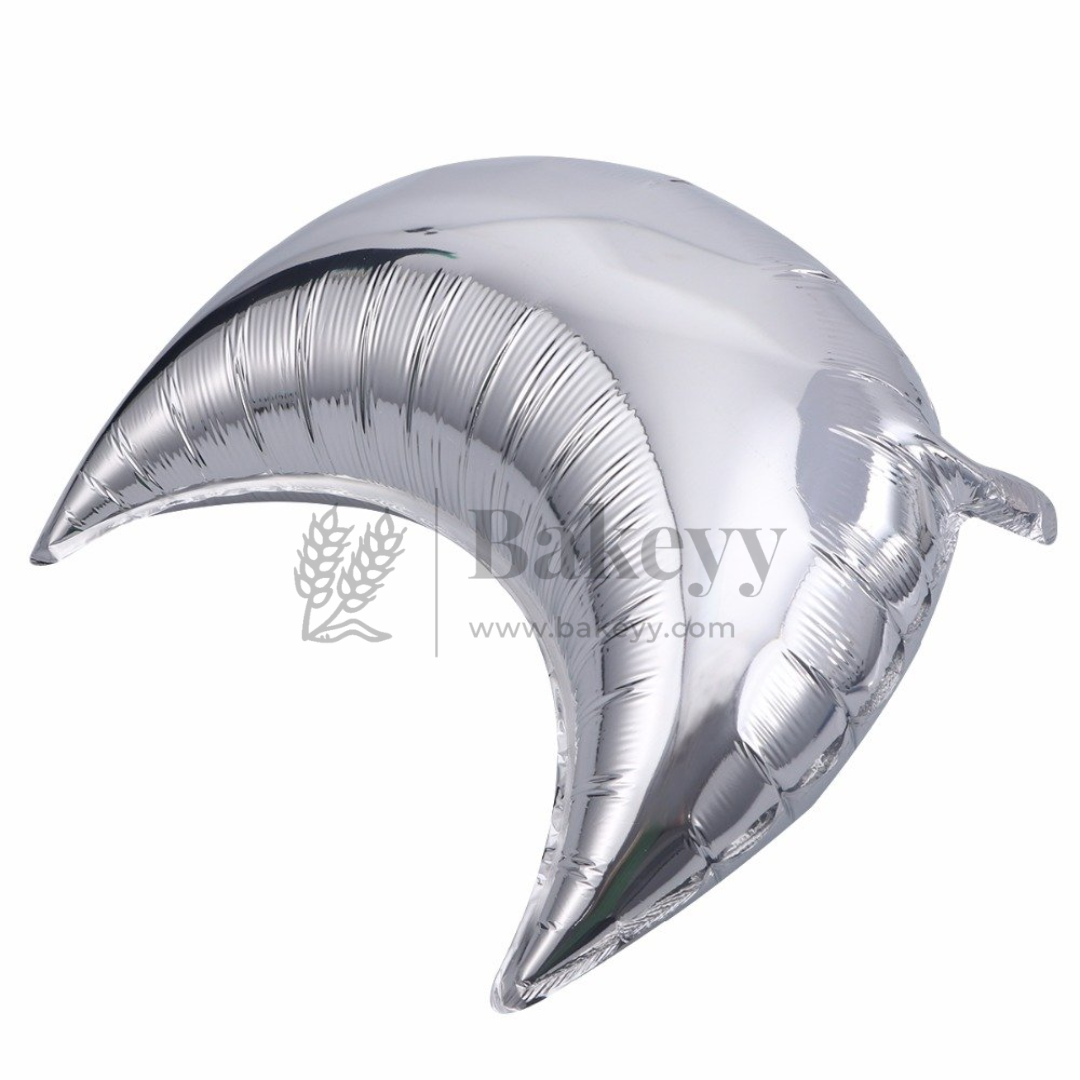 Silver Crescent Moon Foil Balloons | Party Decorative | 2 Piece