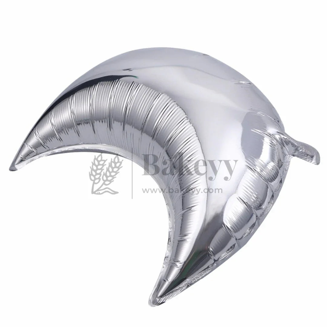 Silver Crescent Moon Foil Balloons | Party Decorative | 2 Piece - Bakeyy.com - India - Silver Crescent Moon Foil Balloons | Party Decorative | 2 Piece - Default Title