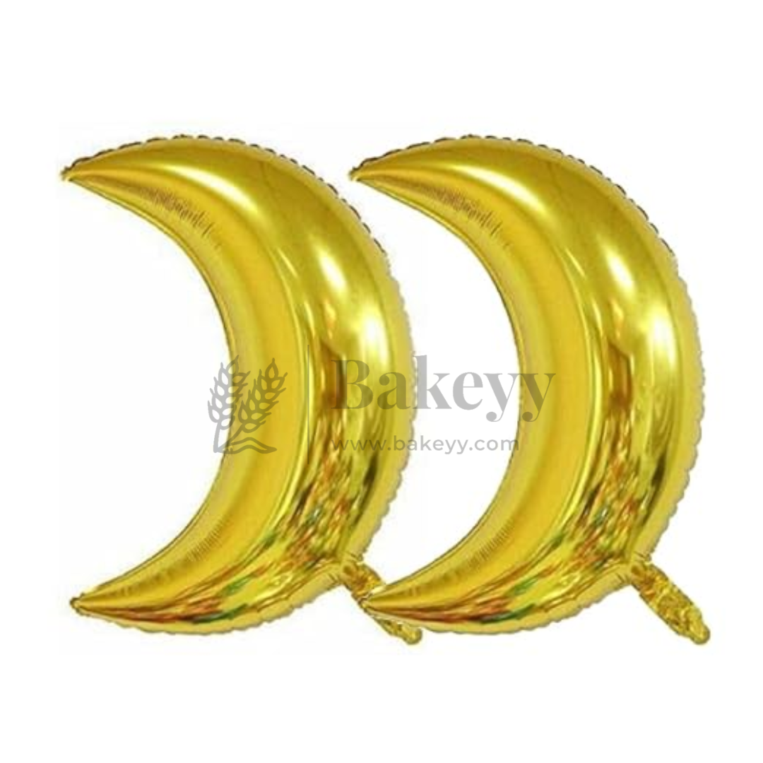 Gold Crescent Moon Foil Balloons | Party Decorative| 2 Piece
