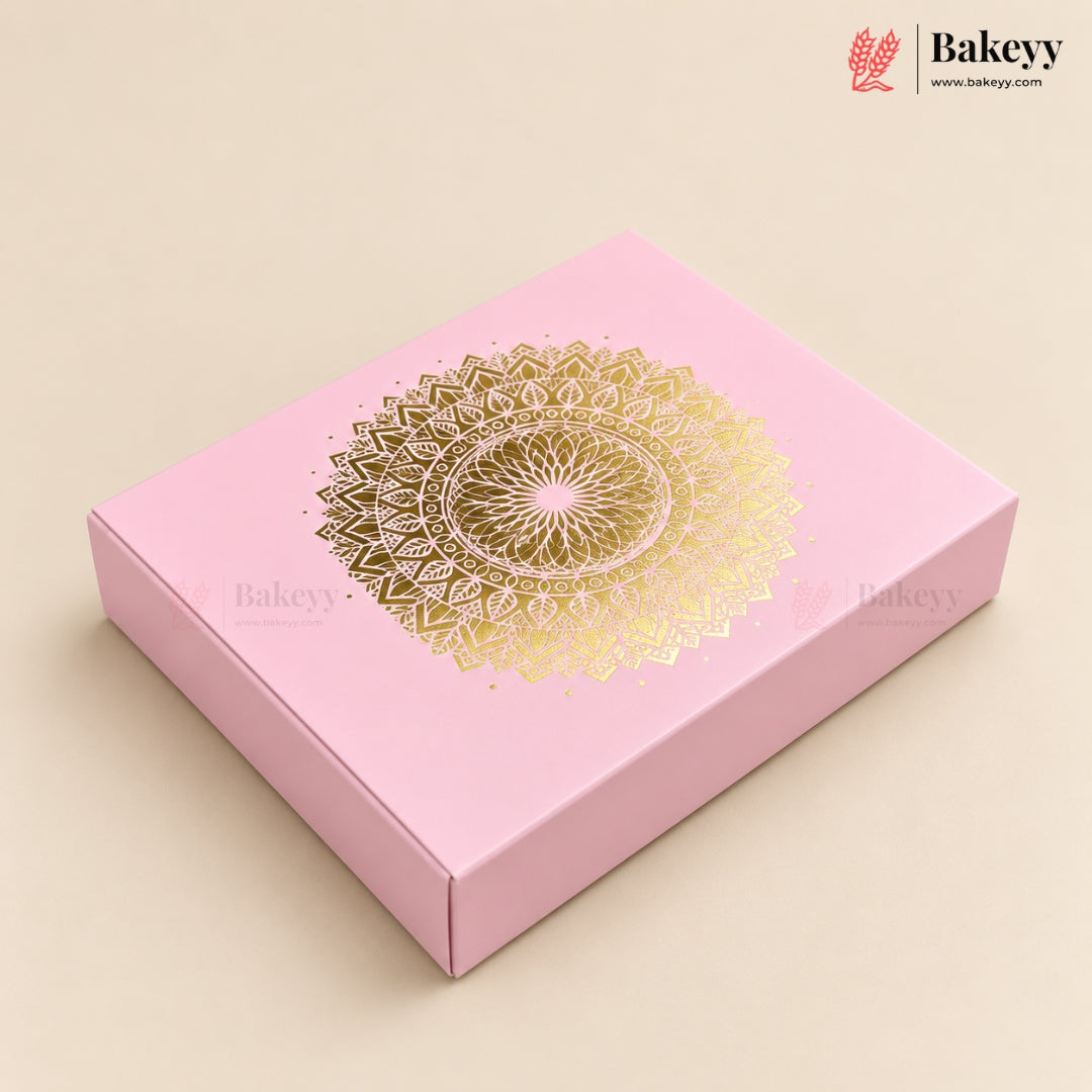 Printed Floral Chocolate Box with Golden Cavity | 3 Designs | Pack of 25