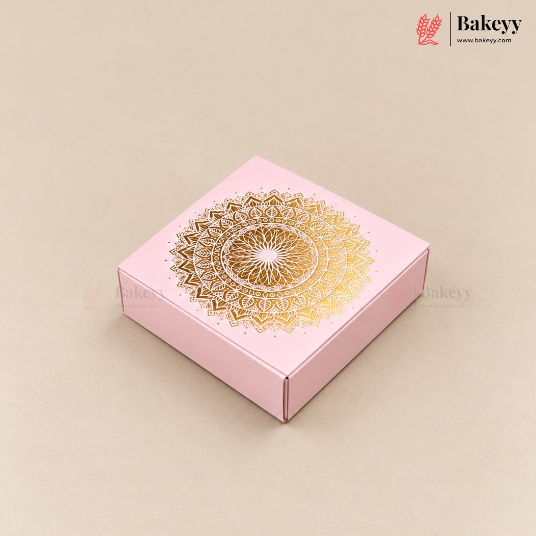 Printed Floral Chocolate Box with Golden Cavity | 3 Designs | Pack of 25