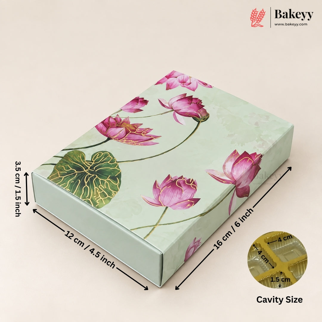 Printed Floral Chocolate Box with Golden Cavity | 3 Designs | Pack of 25