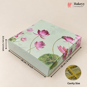 Printed Floral Chocolate Box with Golden Cavity | 3 Designs | Pack of 25