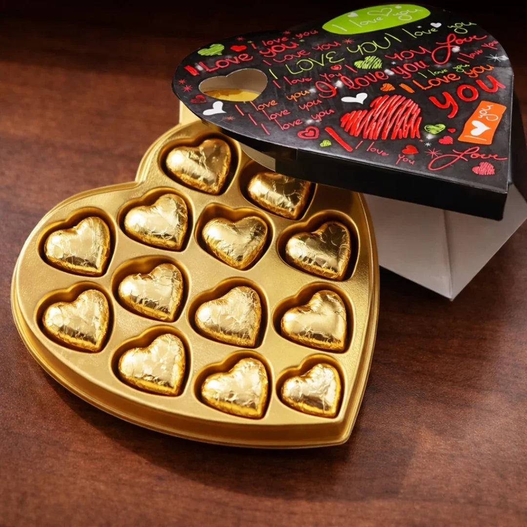 Heart Shape Chocolate Gift Box with Tray – Premium Valentine Packaging | Pack of 25