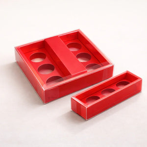 Chocolate Gift Box with PVC Cover & Cavity Tray | Red Color | Premium Chocolate Packaging Box | Multiple Capacities Available | Pack of 20