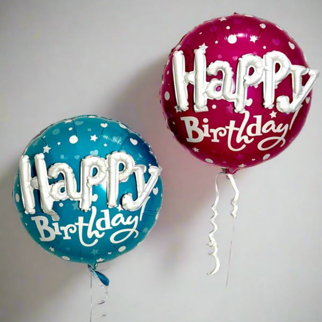 Happy Birthday Round Foil Balloon | Blue | Party Decoration | 1 Piece