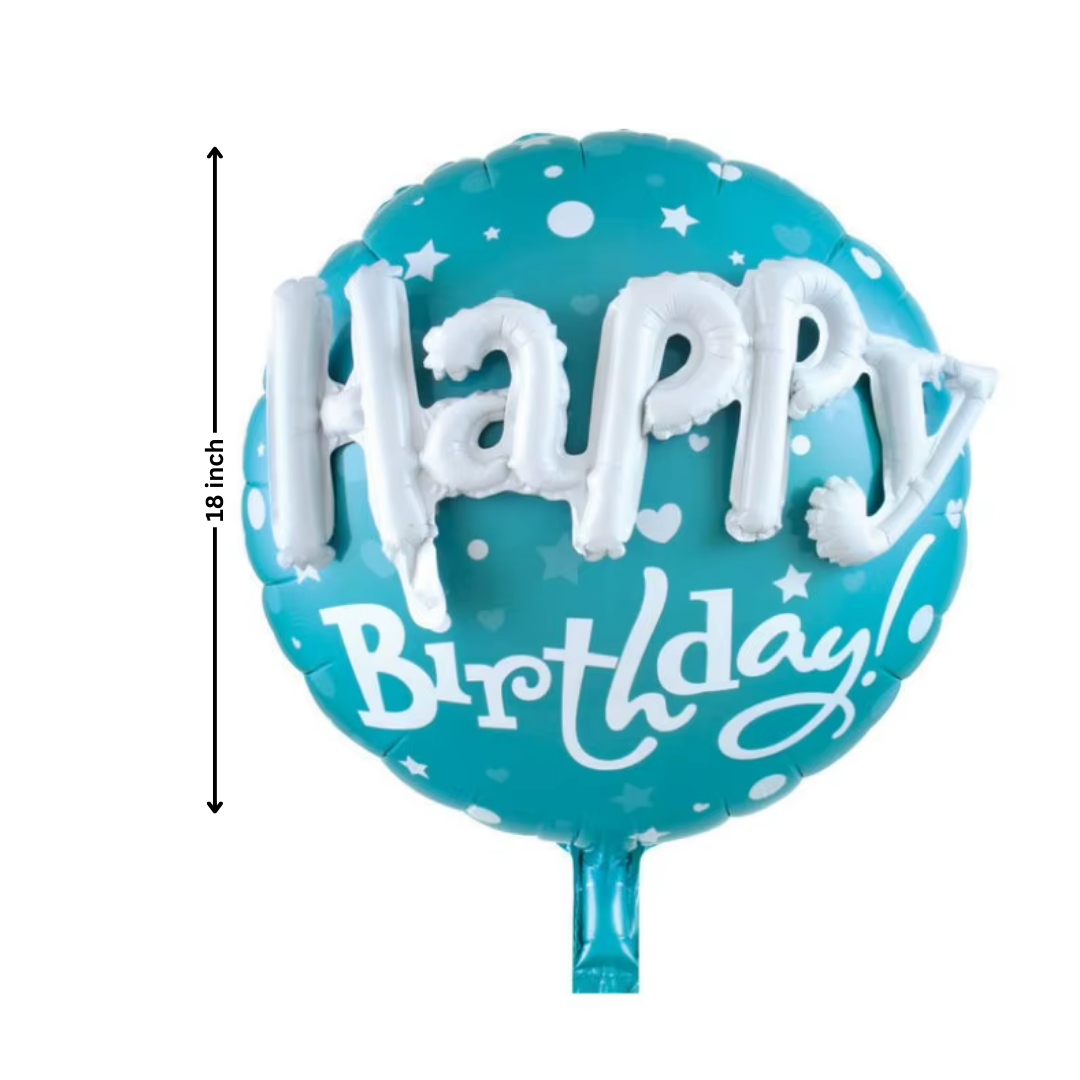 Happy Birthday Round Foil Balloon | Blue | Party Decoration | 1 Piece