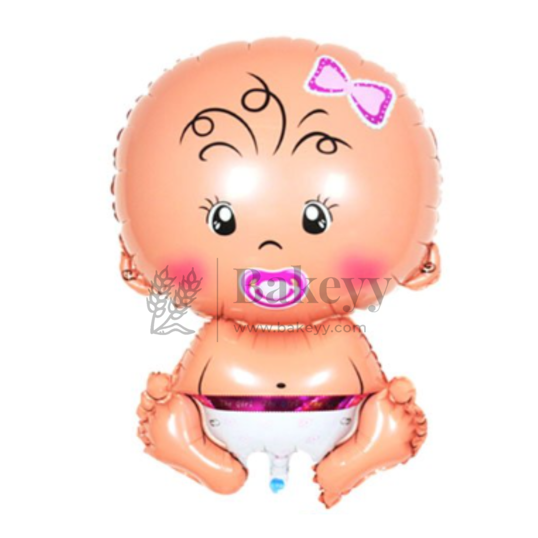 Baby Girl Foil Balloon – Pink Bow & Pacifier | Party Decoration | 1 Piece
