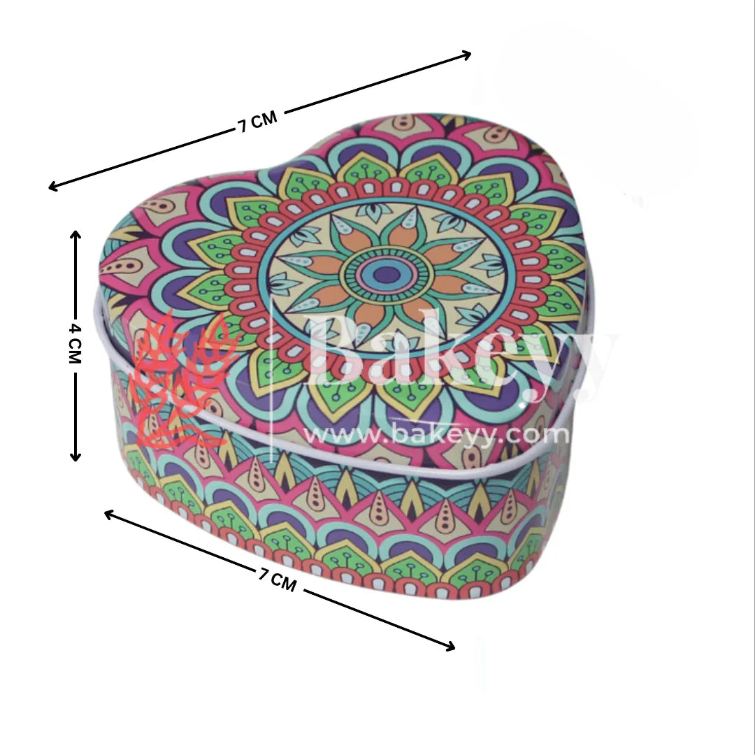 Mandala Design Empty Tin Heart Shaped Boxes | Pack Of 12