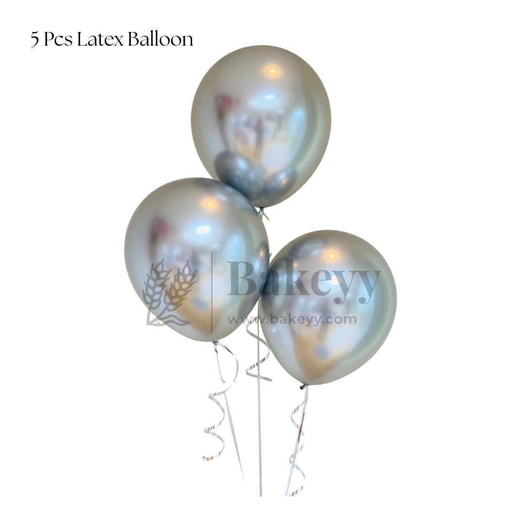 Silver Balloon Set – Latex & Confetti Combo | Party Decoration Combo | 10 pc Set | 1 Piece