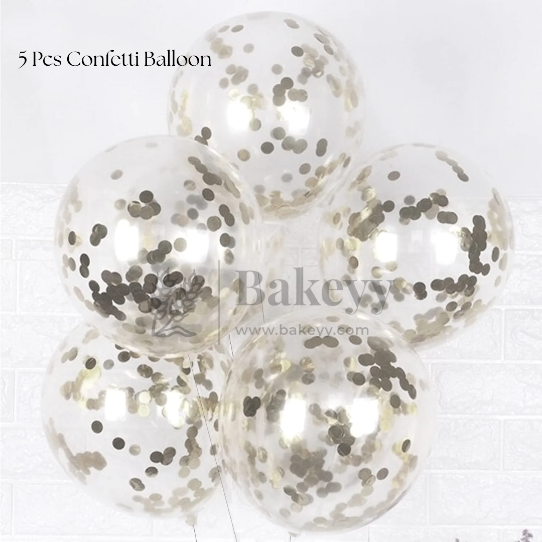 Silver Balloon Set – Latex & Confetti Combo | Party Decoration Combo | 10 pc Set | 1 Piece