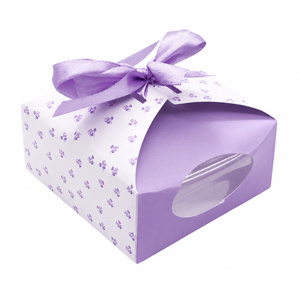 Lavender gift box with a ribbon on a white background