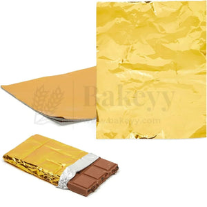 Big Aluminium Chocolate Wrapping Paper | Pack of 200 - Bakeyy.com - India - Big Aluminium Chocolate Wrapping Paper | Pack of 200 - Gold