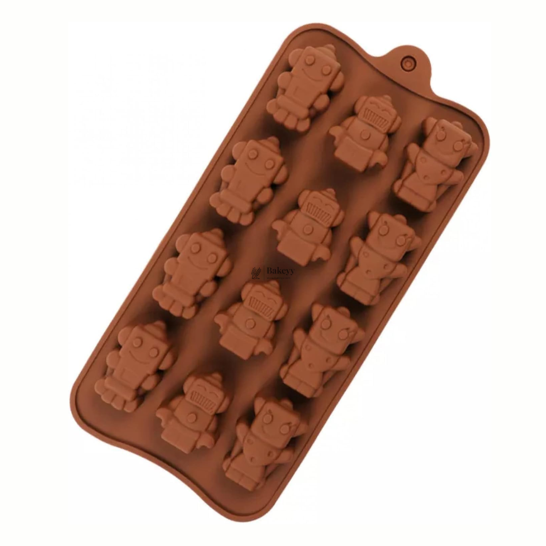 12-Cavity | Robot Shape Silicone Chocolate Mold | Non-Stick Baking & Candy Making Tray | 1 Piece