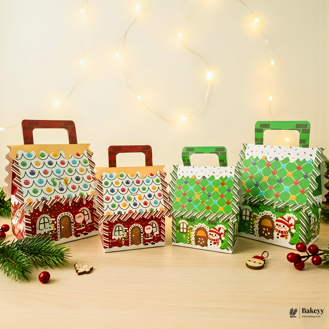 Christmas House Shaped Gift Box | Christmas Goodie Box | Christmas Gifting Box | Pack of 10