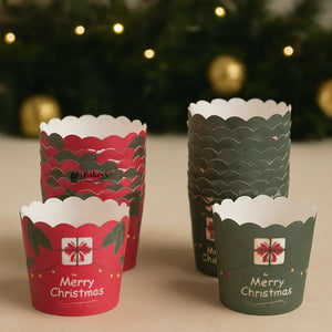 Merry Christmas Muffin & Cupcake Paper Liners | Pack of 50 - Bakeyy.com - India - Merry Christmas Muffin & Cupcake Paper Liners | Pack of 50 - Red / Small 65.00