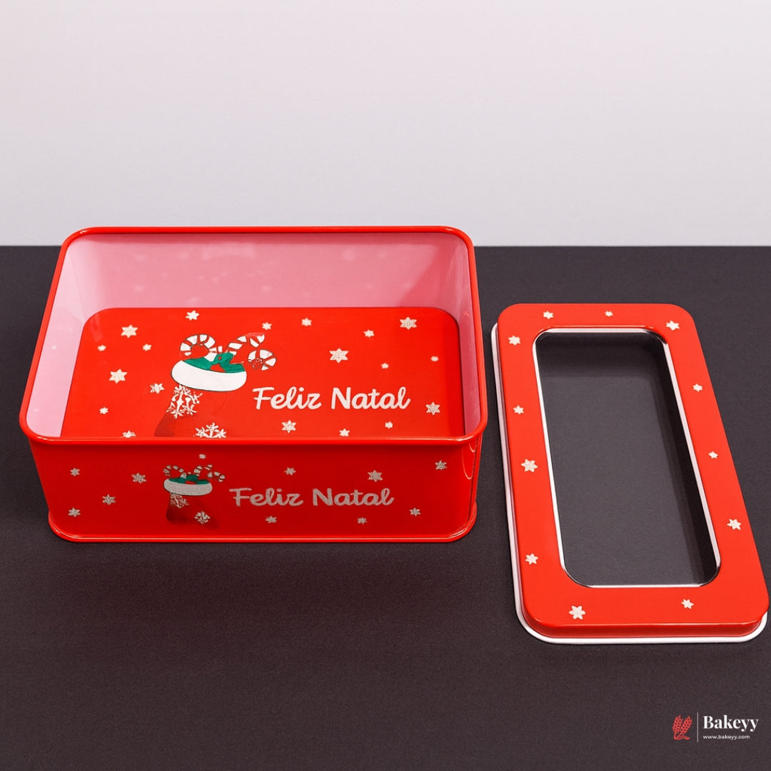 Christmas Rectangle Window Tin Box | Random Christmas Prints | Pack of 4
