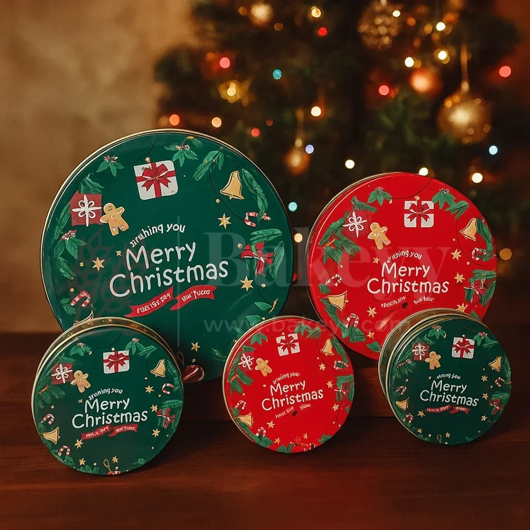 Christmas Print Dream Tin Box - Bakeyy.com - India - Christmas Print Dream Tin Box - Green / 250 gm | Pack of 6 360.00