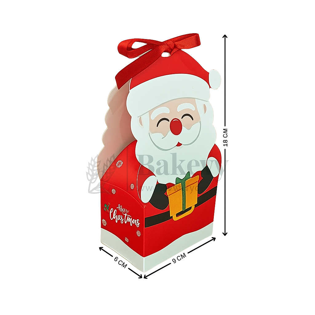 Santa Claus-themed gift box with dimensions on a white background