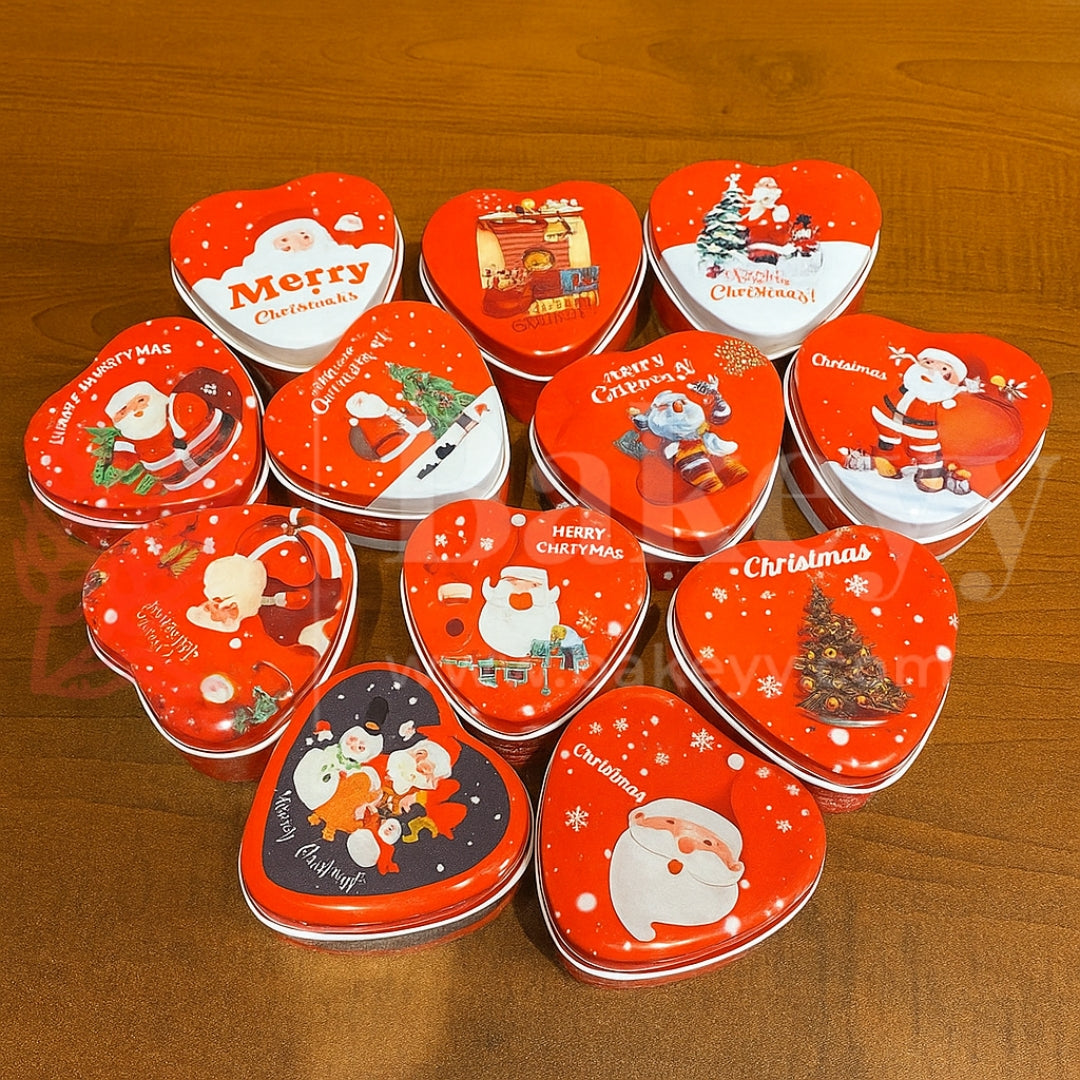 Christmas Heart Tins | Random Christmas Prints |  Pack of 12