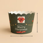 Merry Christmas Muffin & Cupcake Paper Liners | Pack of 50 - Bakeyy.com - India - Merry Christmas Muffin & Cupcake Paper Liners | Pack of 50 - Green / Large 80.00
