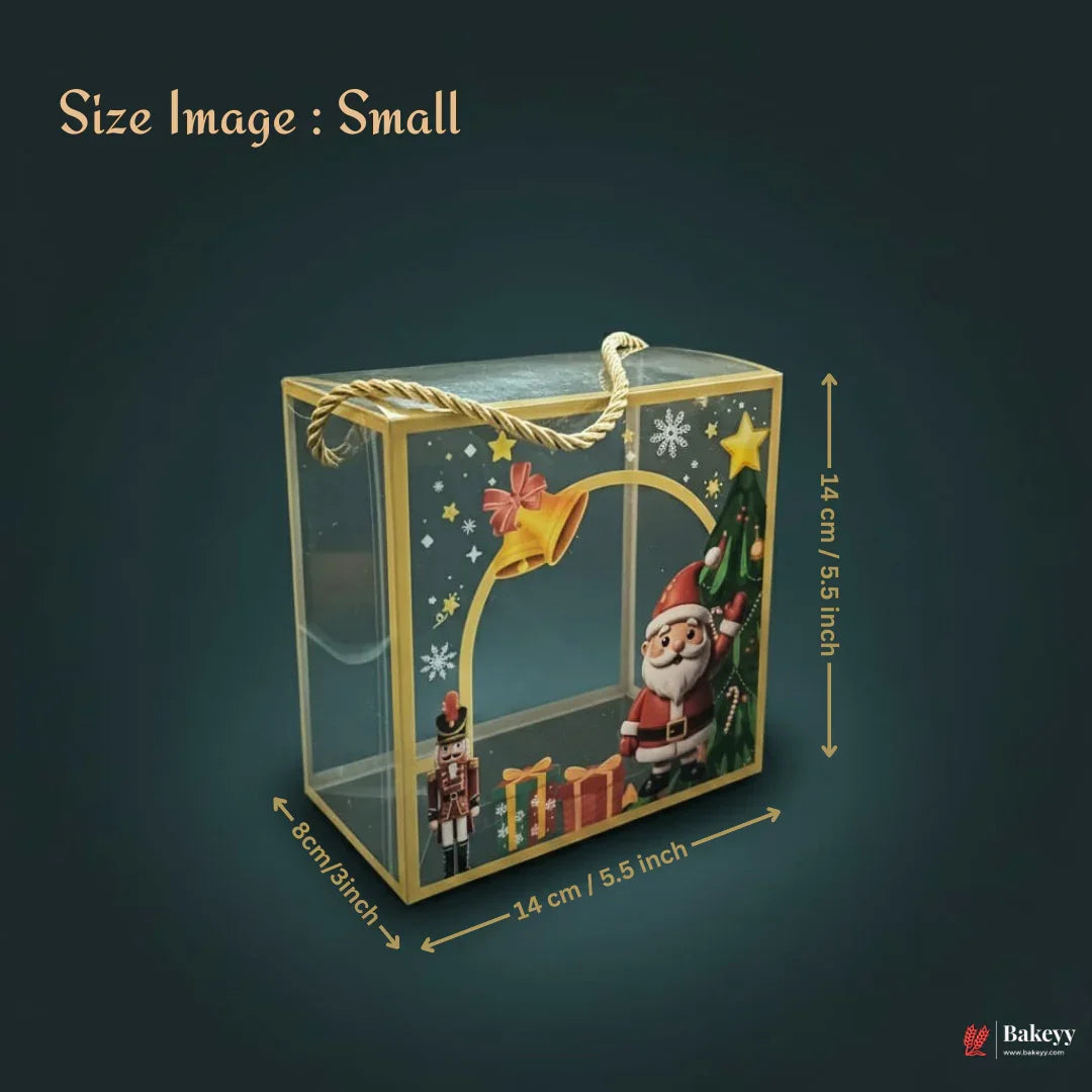 Christmas Transparent Gift Box with Handle | Pack of 10