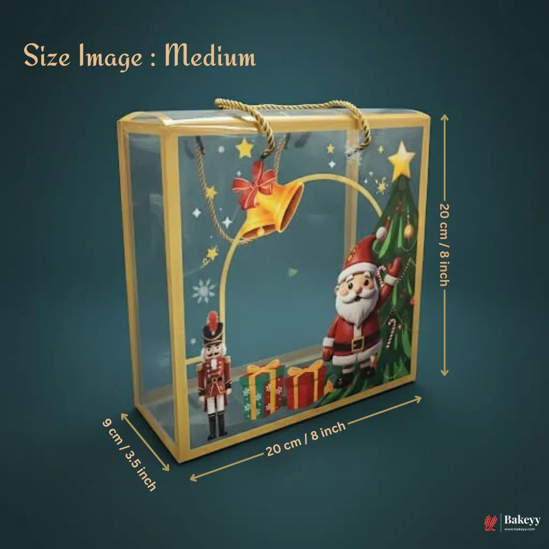 Christmas Transparent Gift Box with Handle | Pack of 10