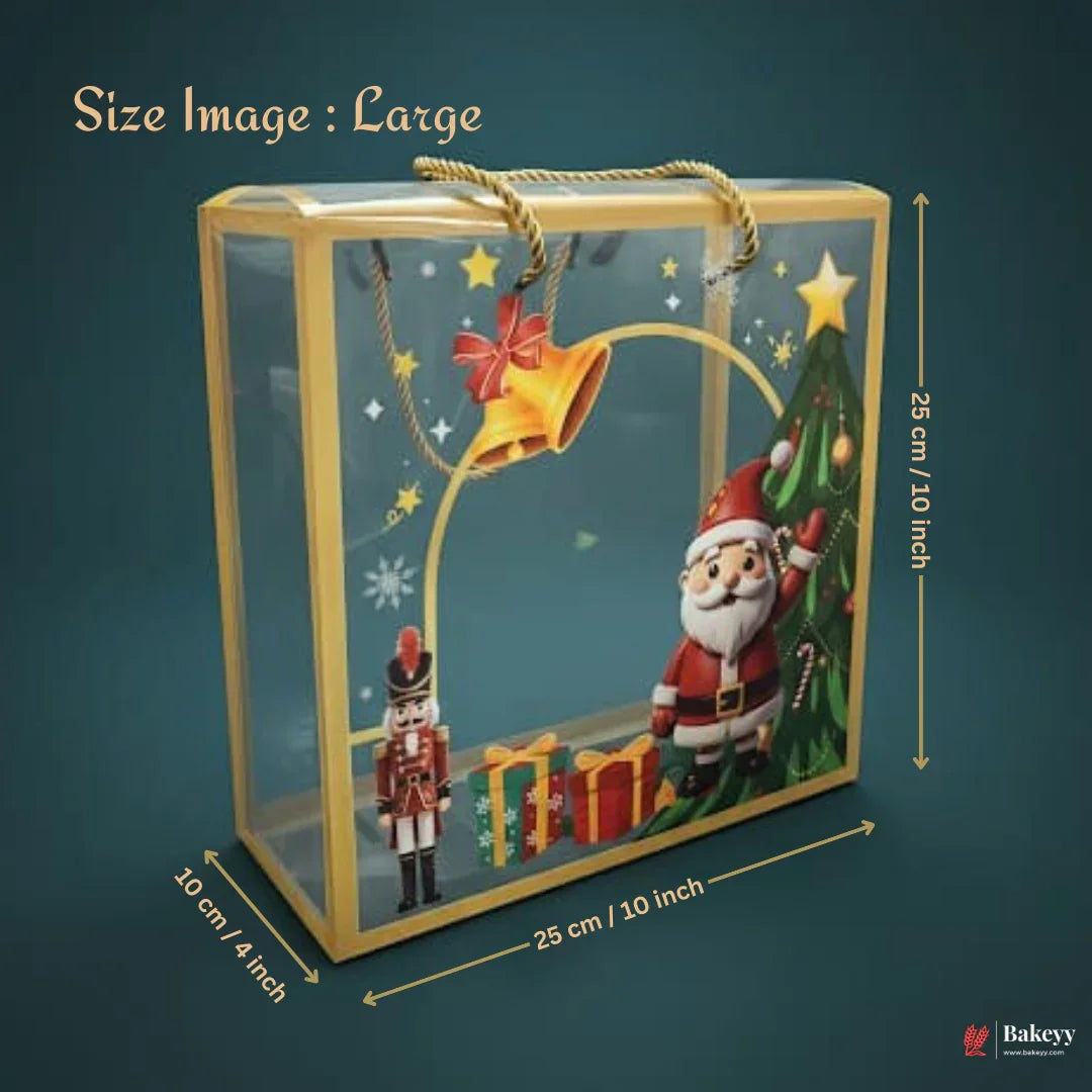 Christmas Transparent Gift Box with Handle | Pack of 10