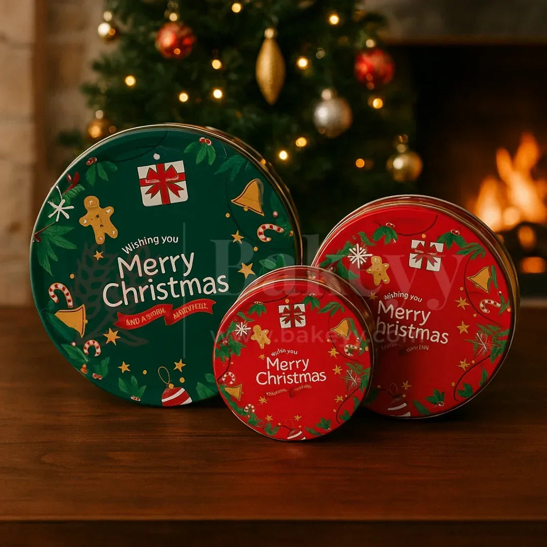 Christmas Print Dream Tin Box - Bakeyy.com - India - Christmas Print Dream Tin Box - Green / 250 gm | Pack of 6 360.00
