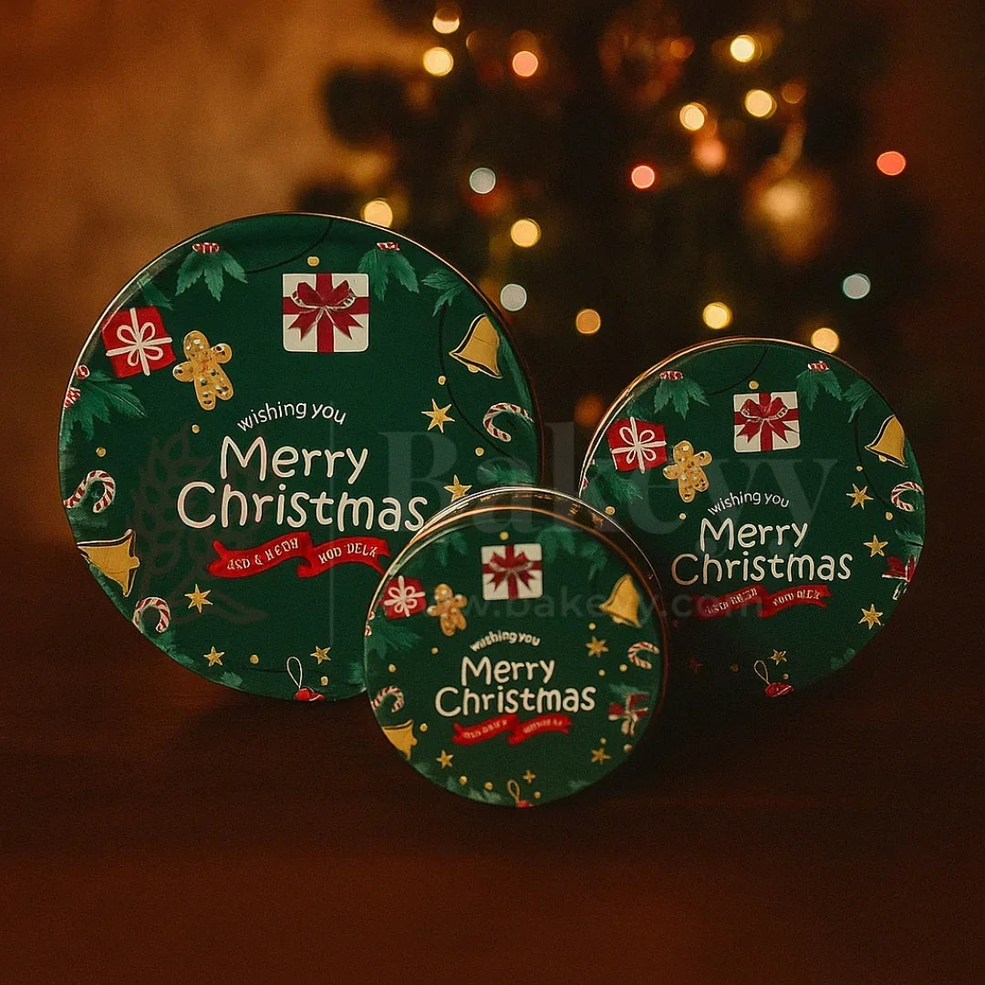 Christmas Print Dream Tin Box - Bakeyy.com - India - Christmas Print Dream Tin Box - Green / 250 gm | Pack of 6 360.00