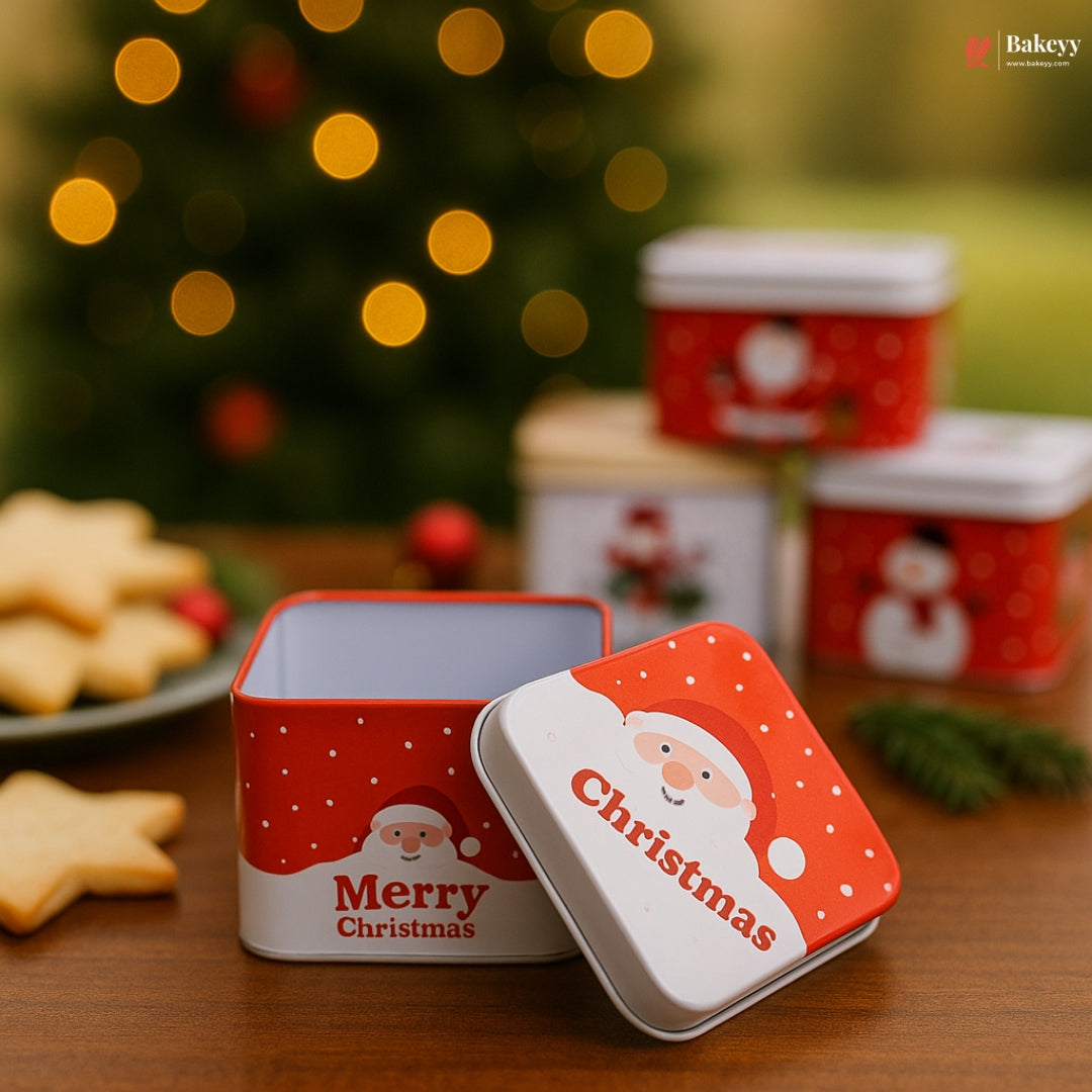 Small Christmas Print Square Tin Boxes | Perfect for Treat Boxes | Pack of 12