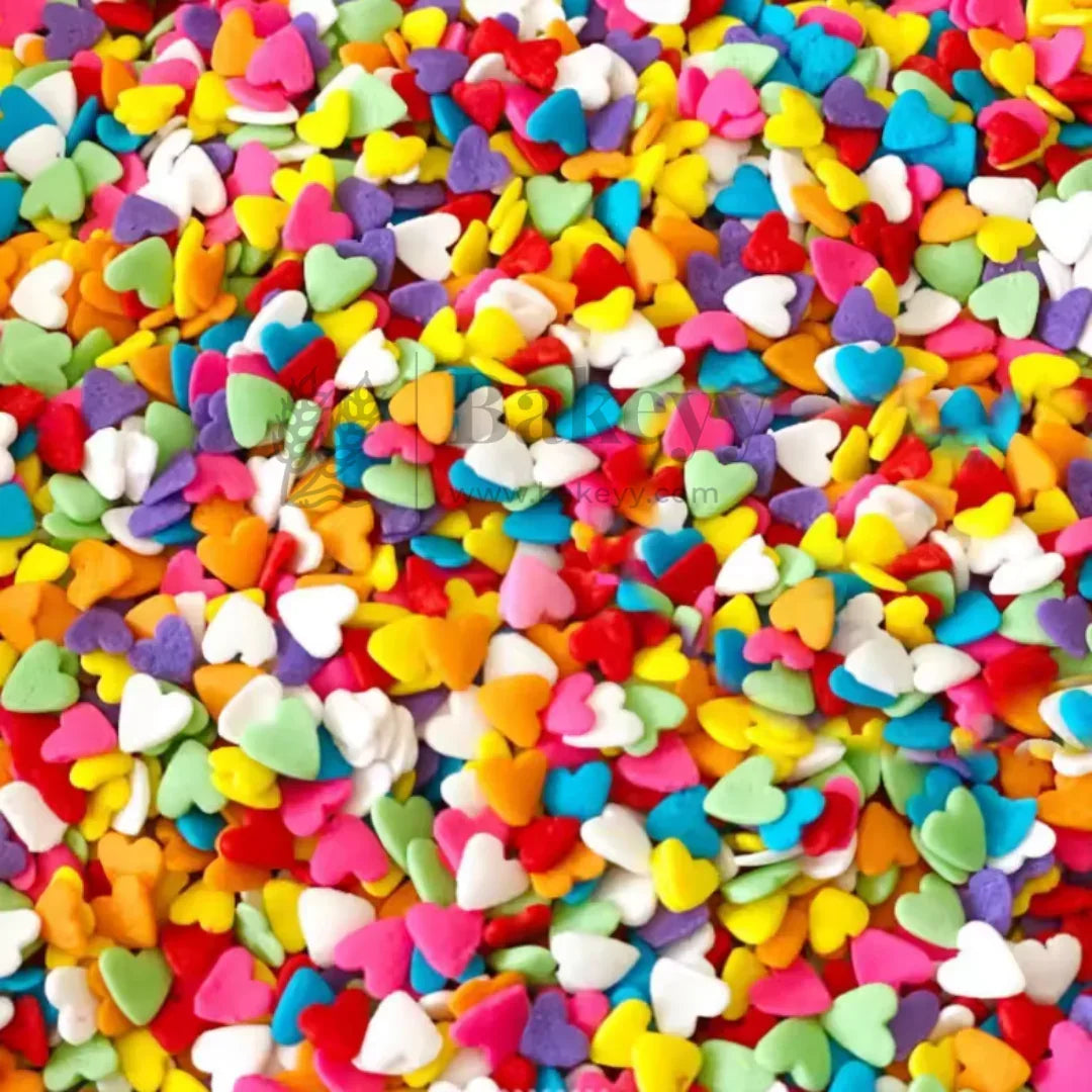 Heart-Shaped Sugar Confetti | Edible Cake & Dessert Decorations | Metallic Finish | 200 gm - Bakeyy.com - India - Heart-Shaped Sugar Confetti | Edible Cake & Dessert Decorations | Metallic Finish | 200 gm - Multicolor