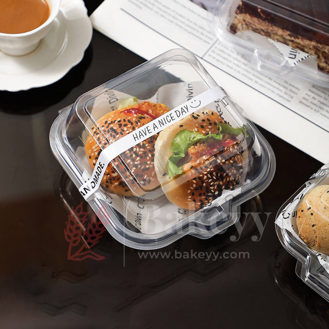 Square Stackable Burger Boxes with Clear Lid | Pack of 50