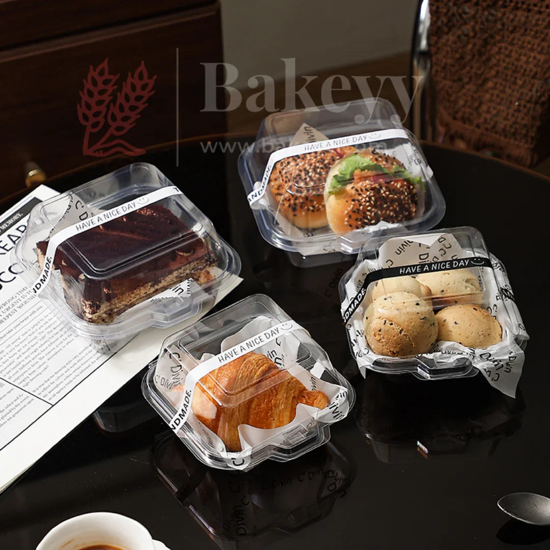 Square Stackable Burger Boxes with Clear Lid | Pack of 50