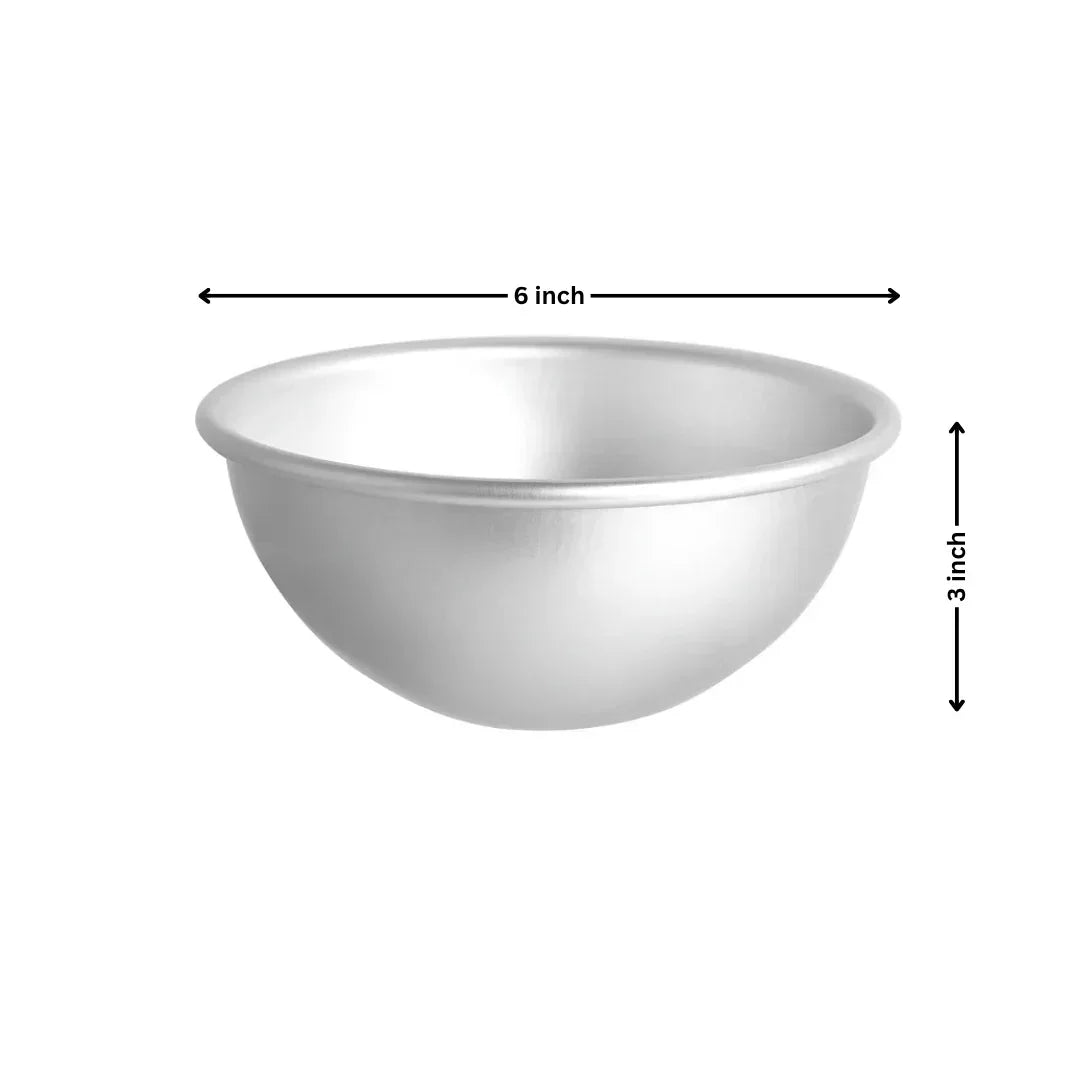 Aluminum Dome Cake Mould | Semicircle Mould | Hemisphere Mould | 1 Piece - Bakeyy.com - India - Aluminum Dome Cake Mould | Semicircle Mould | Hemisphere Mould | 1 Piece - 6 Inch