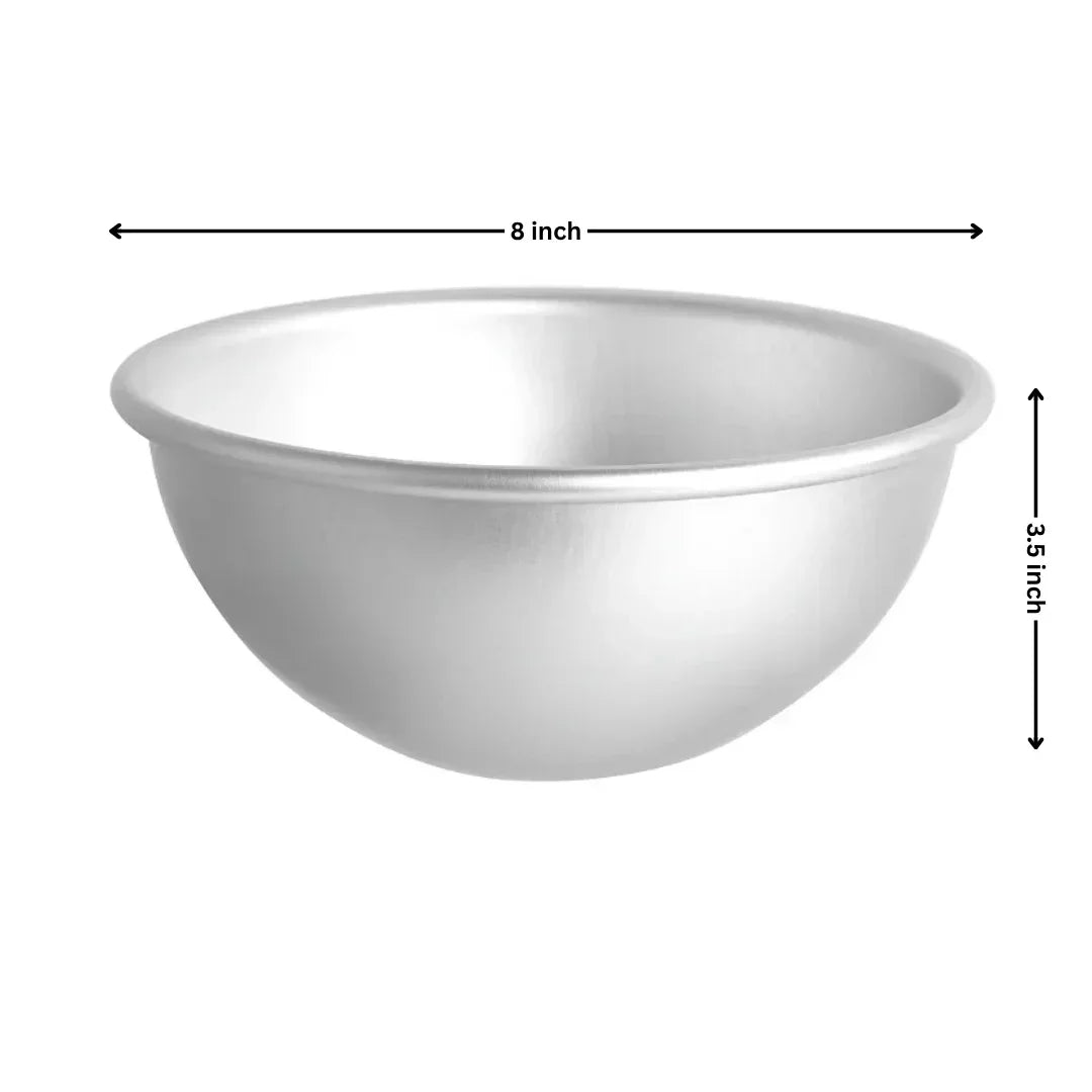 Aluminum Dome Cake Mould | Semicircle Mould | Hemisphere Mould | 1 Piece - Bakeyy.com - India - Aluminum Dome Cake Mould | Semicircle Mould | Hemisphere Mould | 1 Piece - 8 Inch