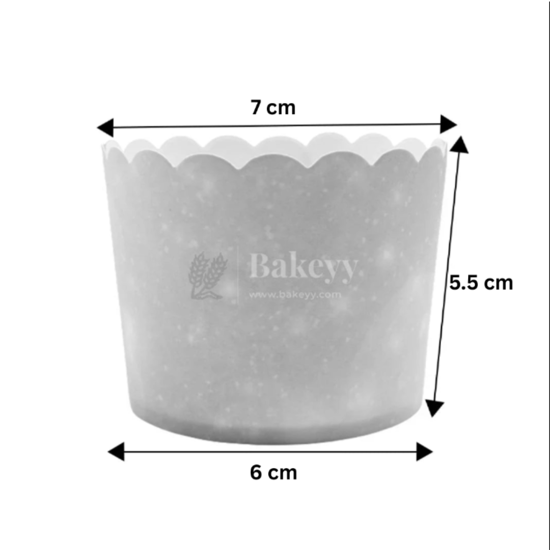 White Bubble Print Flower Muffin Cup | Pack of 50