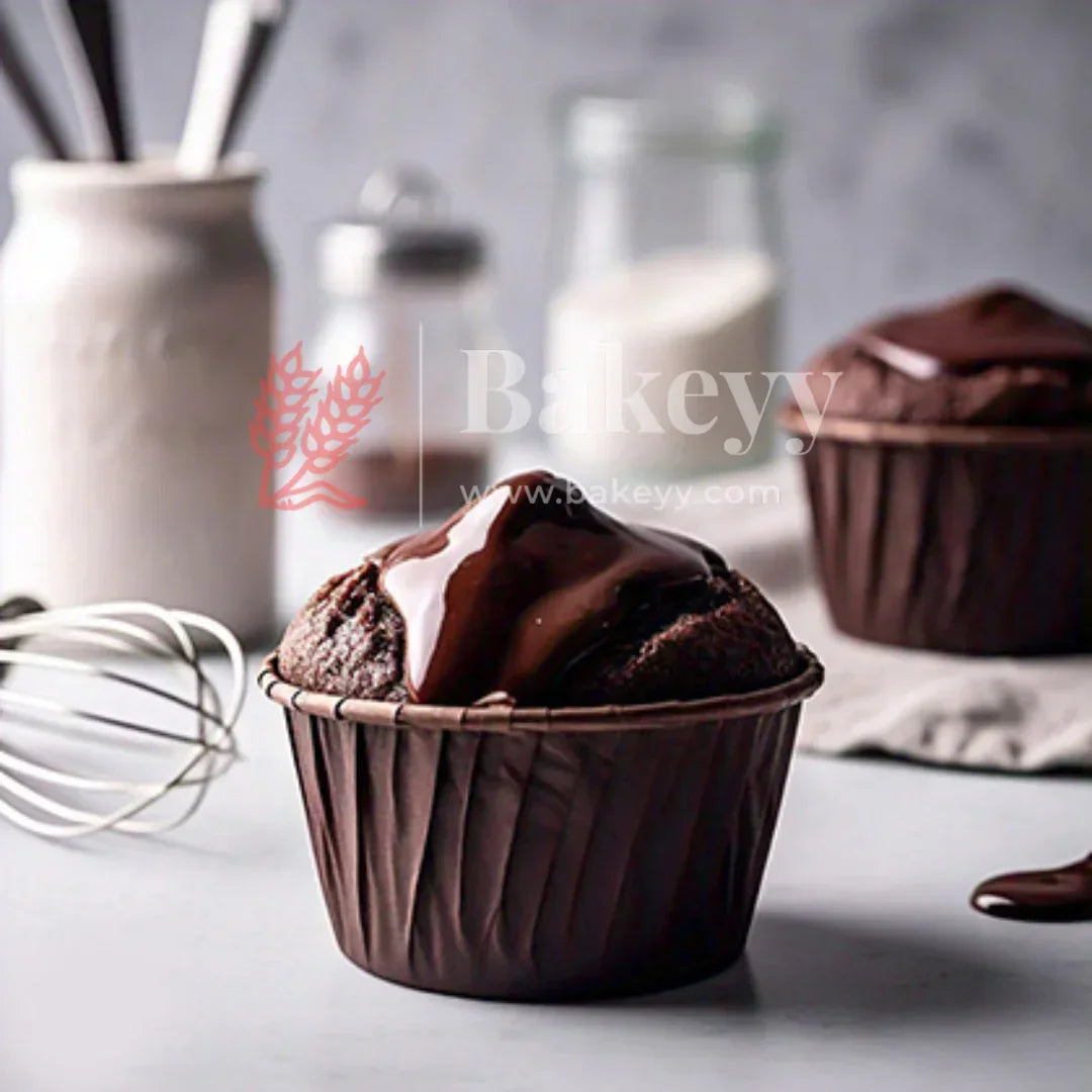 Brown Cupcake Mould | Chocolava Cup Mould |Cup Cake Liners | Laminated Cupcake Mould | Pack of 50 - Bakeyy.com - India - Brown Cupcake Mould | Chocolava Cup Mould |Cup Cake Liners | Laminated Cupcake Mould | Pack of 50 - Small