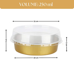 Aluminum Foil Baking Containers with Transparent Lid | Round Tins | Bake N Serve | Pack of 100 - Bakeyy.com - India - Aluminum Foil Baking Containers with Transparent Lid | Round Tins | Bake N Serve | Pack of 100 - Light Blue / 125 ml