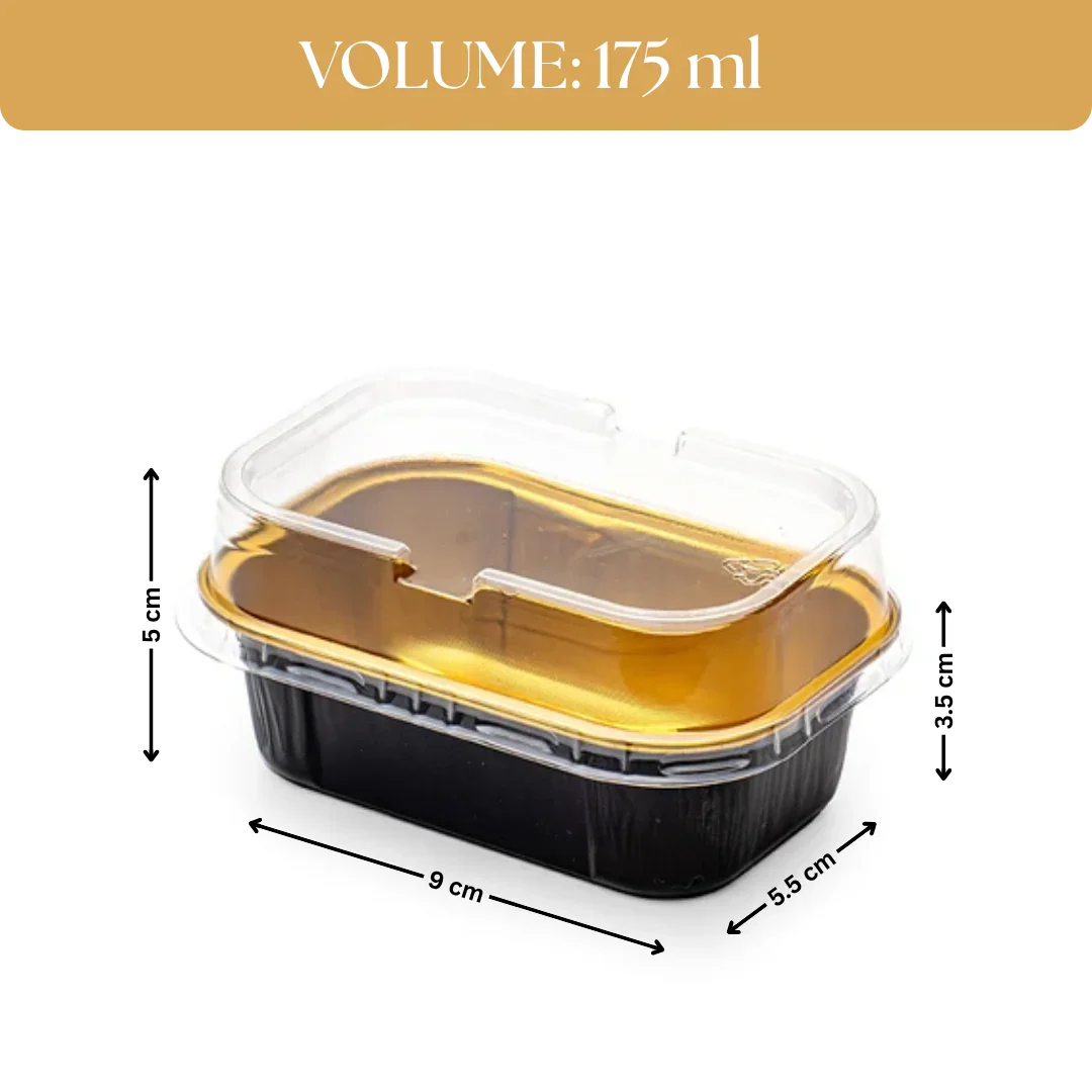 Aluminum Foil Baking Containers with Transparent Lid | Rectangle Tins | Bake N Serve | Pack of 100