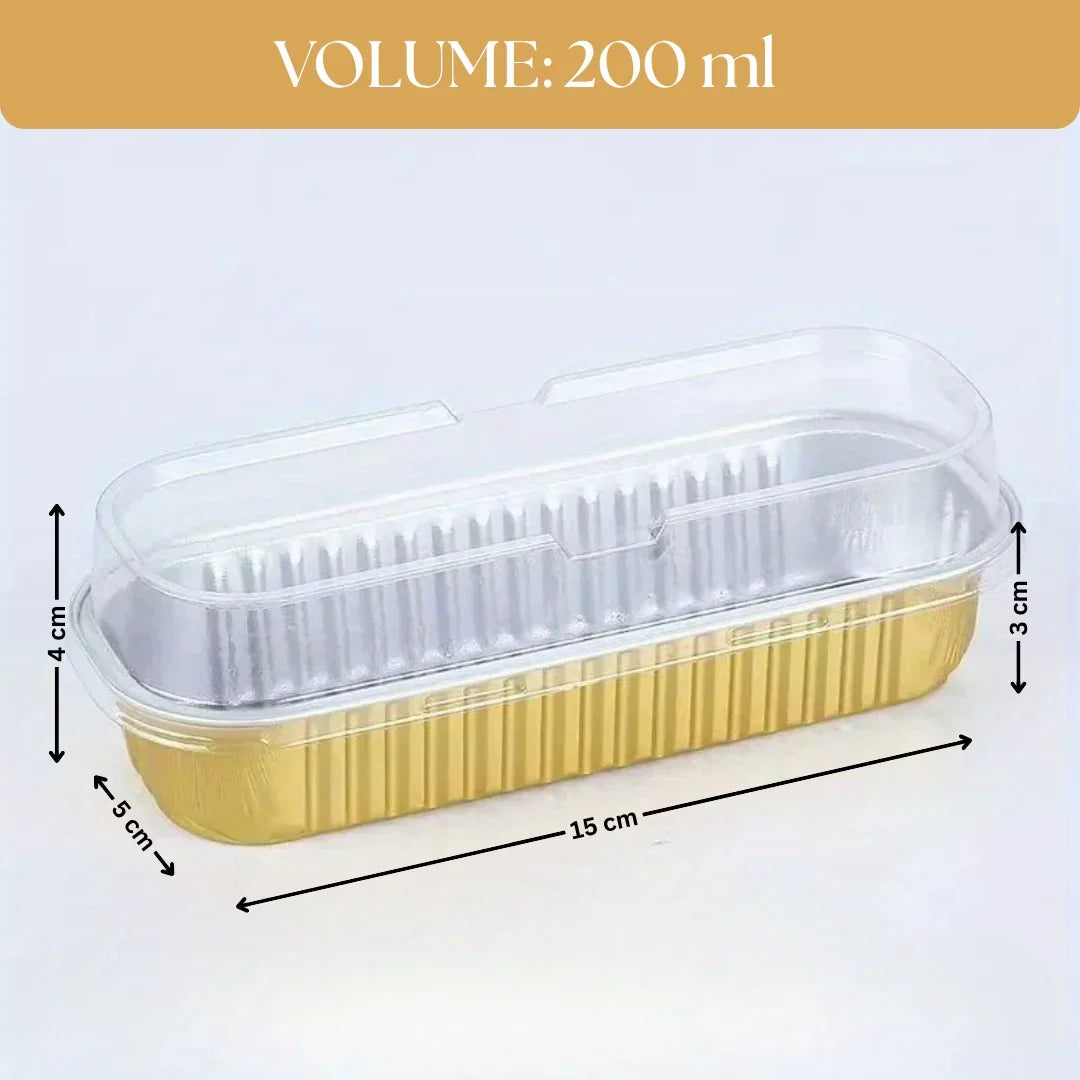 Aluminum Foil Baking Containers with Transparent Lid | Rectangle Tins | Bake N Serve | Pack of 100 - Bakeyy.com - India - Aluminum Foil Baking Containers with Transparent Lid | Rectangle Tins | Bake N Serve | Pack of 100 - Black / 60 ml