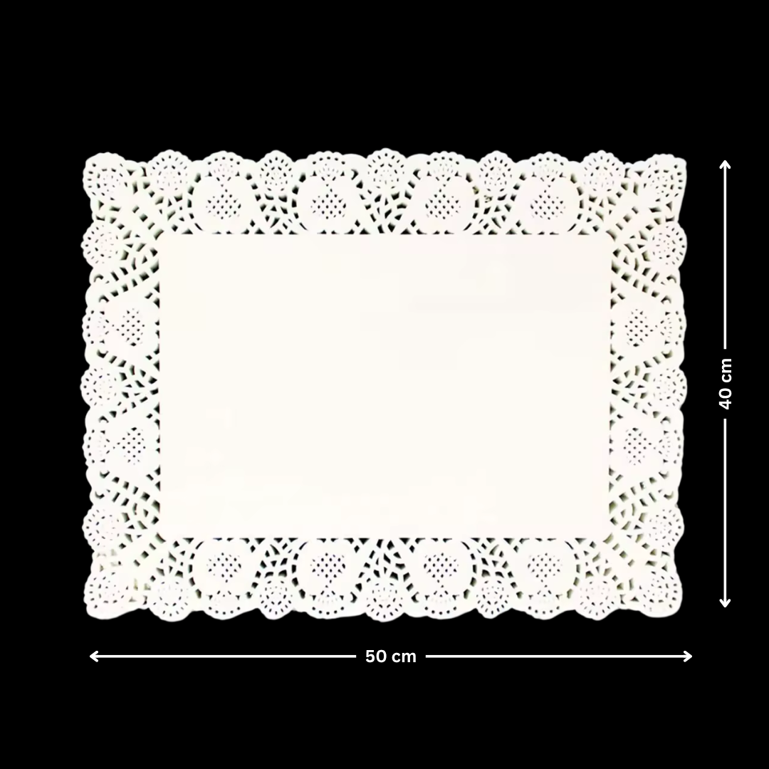 Paper Doilies | Rectangle Decorative Paper Doilies | Cake Liner Table Mats | 100 Pieces - Bakeyy.com - India - Paper Doilies | Rectangle Decorative Paper Doilies | Cake Liner Table Mats | 100 Pieces - 40x50 cm