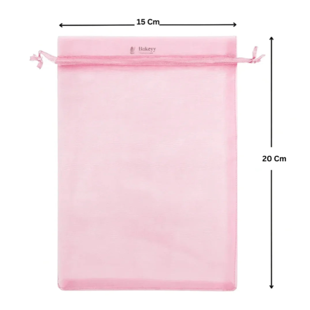 Organza Potli Bag - Bakeyy.com - India - Organza Potli Bag - Light Pink / 15x 20 Cm-Pack of 50