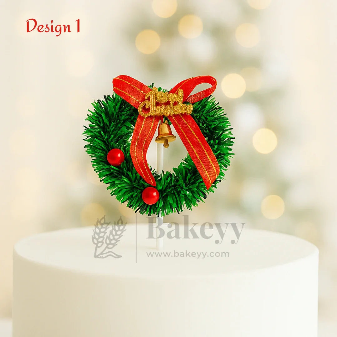 Christmas Wreath Cake Topper | Christmas Decor | Pack of 10 - Bakeyy.com - India - Christmas Wreath Cake Topper | Christmas Decor | Pack of 10 - Design 1